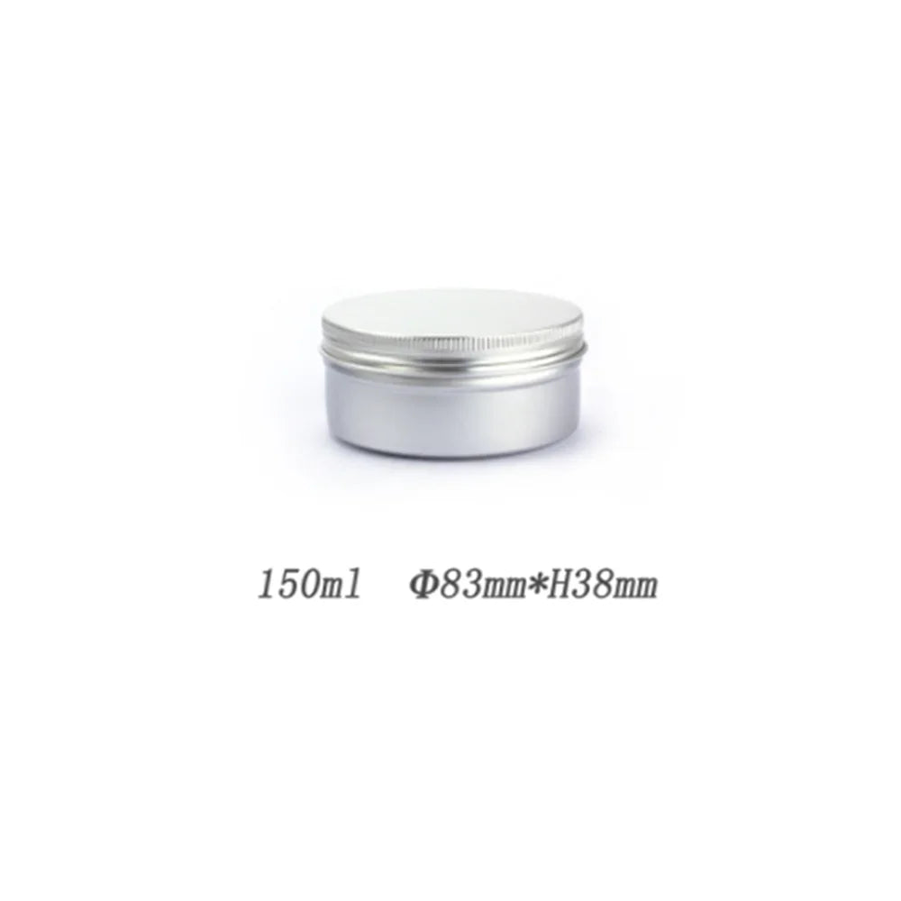 5ml-250ml Cosmetic Aluminum Cans Aluminum Boxes Silver Aluminum Tins Cans Screw Top Round Candle Spice Tins Cans Lid Containers