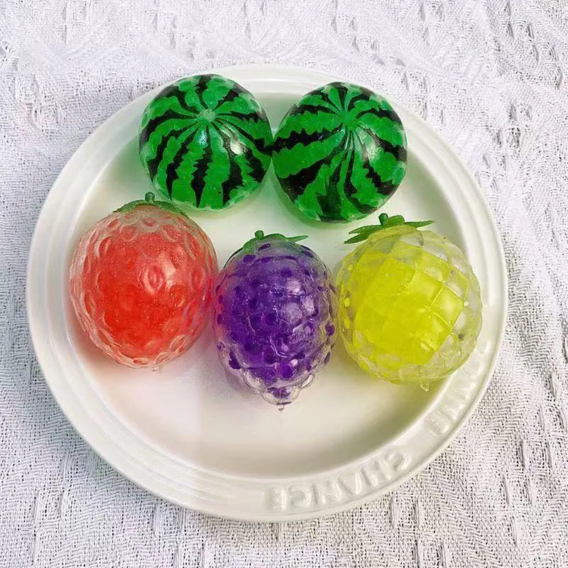Fruit Shaped Squeeze Ball Toy Water Bead Fidget Sensory Stress Relief Gadget for Adults Dough Ball Fidget Toys Anxiety Relief