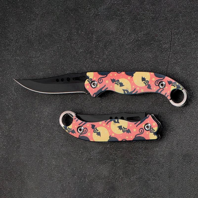 Pocket Portable Mini Folding Knife Stainless Steel Self-defense EDC Multi-purpose Camping Camp tools Halloween style