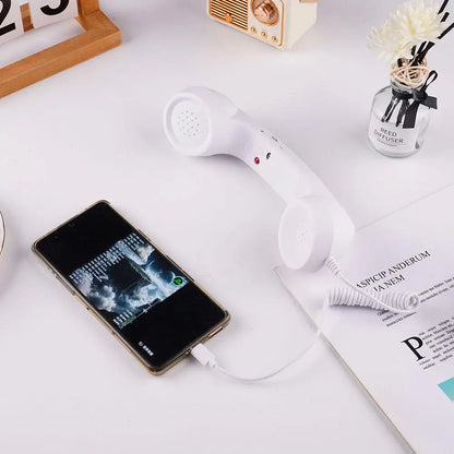 3.5mm Universal Retro Telephone Handset Retro Telephone Receiver Handset Mini Microphone Speaker for Mobile Phones Computers