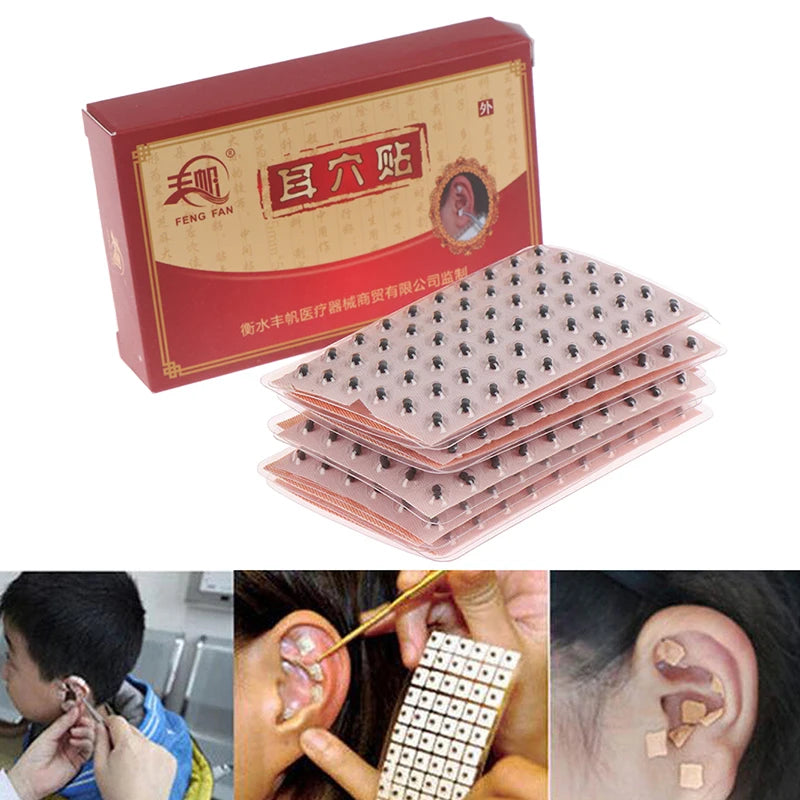 NEW SALE 600Pcs/lot Double Grain Ears Stickers Acupuncture Ear Massage Press Seeds Needle