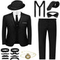 Retro Gatsby 1920S Men's Slim Fit Suit Set with Hat Vest Shirt for Engagement Party Dress Up