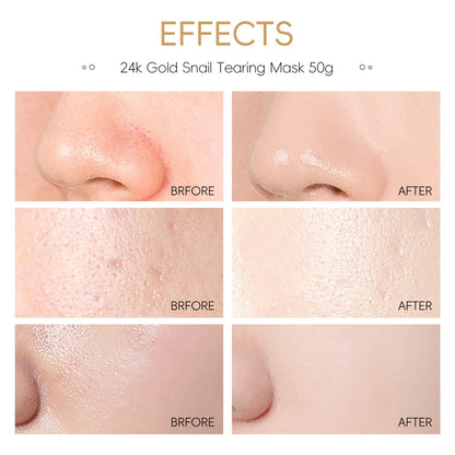 LAIKOU 24K Gold Snail Collagen Peel Off  Tearing Face Mask Deep Cleansing Remove Blackhead Face Care 50g