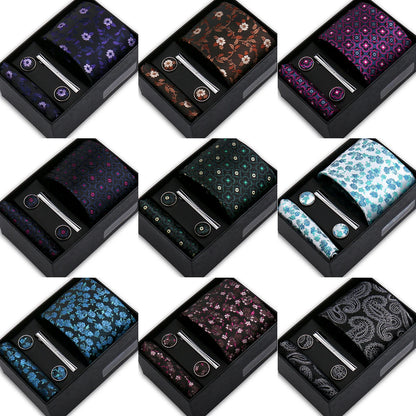 Classic Mens Tie Set Paisley Hanky Cufflinks In Gift Box Jacquard Woven Neckties Set For Men Formal Wedding Fashion Accessories