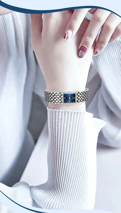 LIGE New Design Ladies Watch Fashion Quartz Wristwatch Silver Simple Square Women Watches Luxury Stainless Steel Folding Clock