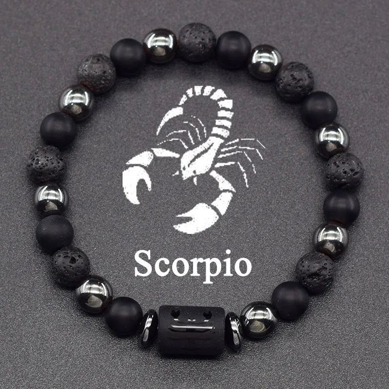 12 Zodiac Constellation Signs Bracelets for Men Women Real Natural Tiger Eye Stone Bead Bracelet Leo Taurus Charm Couple Jewelry