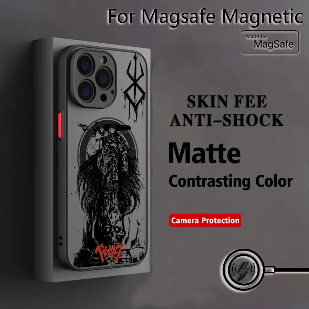 Hot Anime B-BerserkS Cool Phone Case for iPhone 17 16 15 14 13 12 11 Pro Max Mini XR XS X 7 8 Plus Matte Magnetic Back Cover