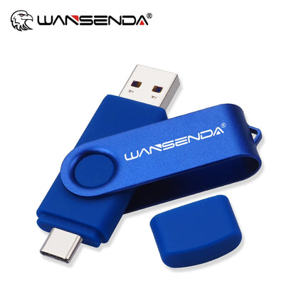 WANSENDA TYPE C USB 3.0 Pendrive Metalowy Pen Drive 512GB 256GB 128GB 64GB 32GB 16GB Pamięć USB 2 W 1 Szybkie Pendrive'y