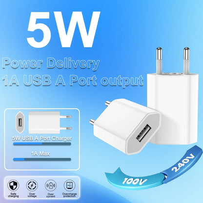1-5Pcs Universal 5V 1A EU Plug USB Home Travel Mobile Phone Charger For Samsung Xiaomi Redmi  Huawei Charger Power Wall Adapter