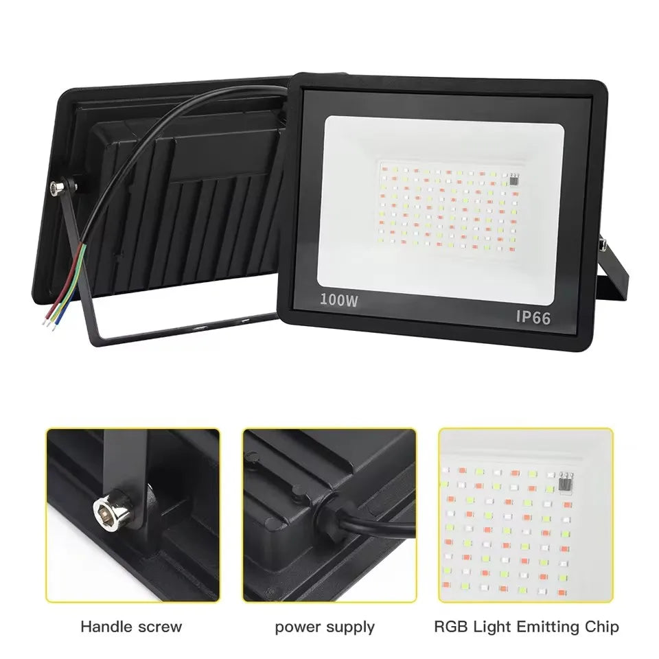 RGB Led Flood Lights Reflector with Remote Waterproof RGB LED Spotlight Indoor Outdoor Lighting Garden Holiday Ambiance Decor