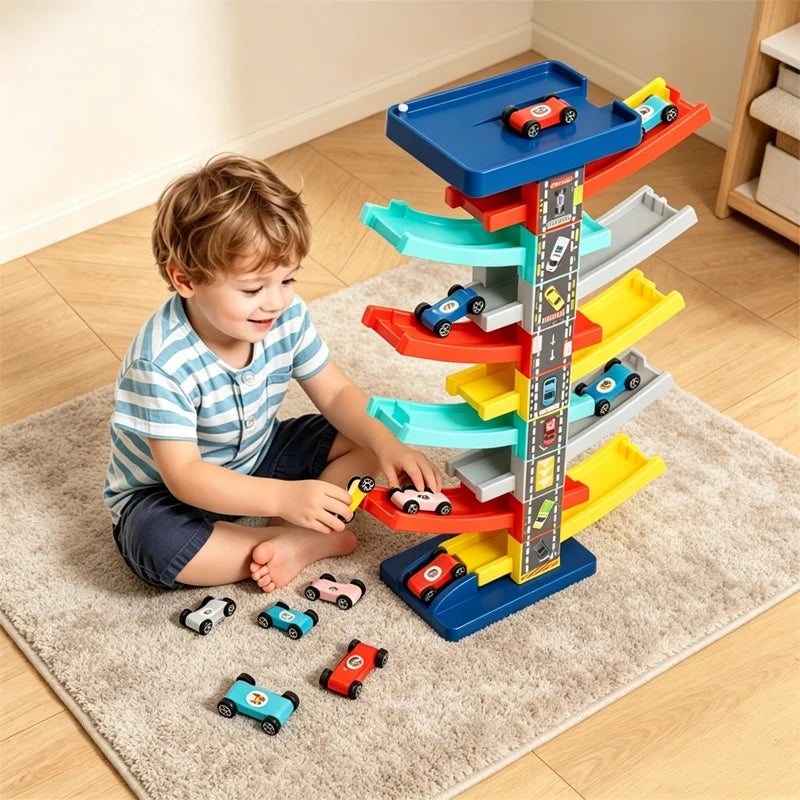 Children's Car Track Toy Multi‑layer Rail Car Toy Toddler Track 1‑2 Years Old Inertia Gliding Slide Racing Toy Boy Girl Gifts