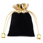 25/50pcs/Lot Golden Color Edge Velvet Jewelry Gift Bag 5x7 7x9 9x12cm Drawstring Wedding Display Sweets Packing Bag Wholesale