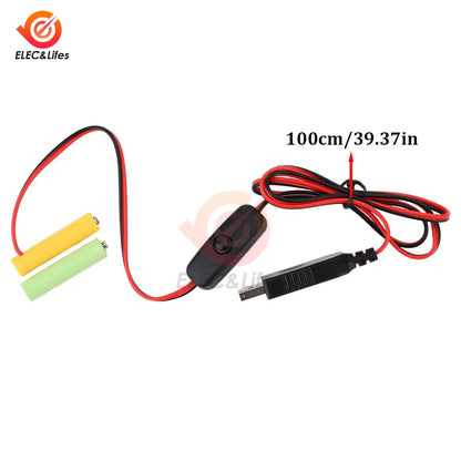 Universal 3/4.5/6V AA LR6 Battery 3V AAA Battery Eliminator USB Power Supply Cable With Switch for Electric Toys LED Lights