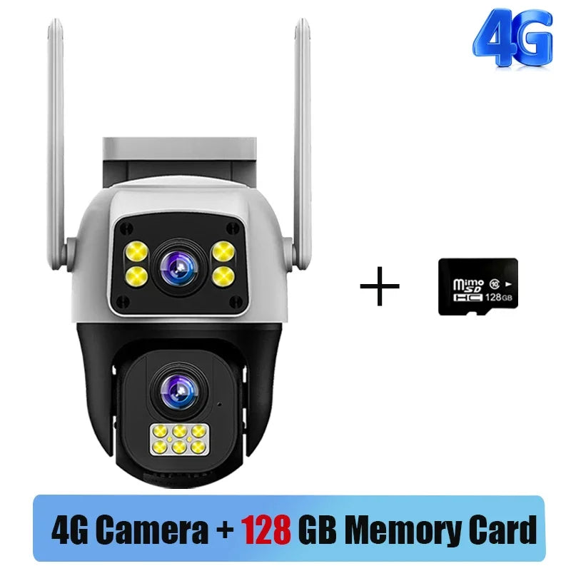 V380Pro 8MP 4G WiFi Dual Lens Dual Screen PTZ Camera IP66 Waterproof Human Detection Security Cam