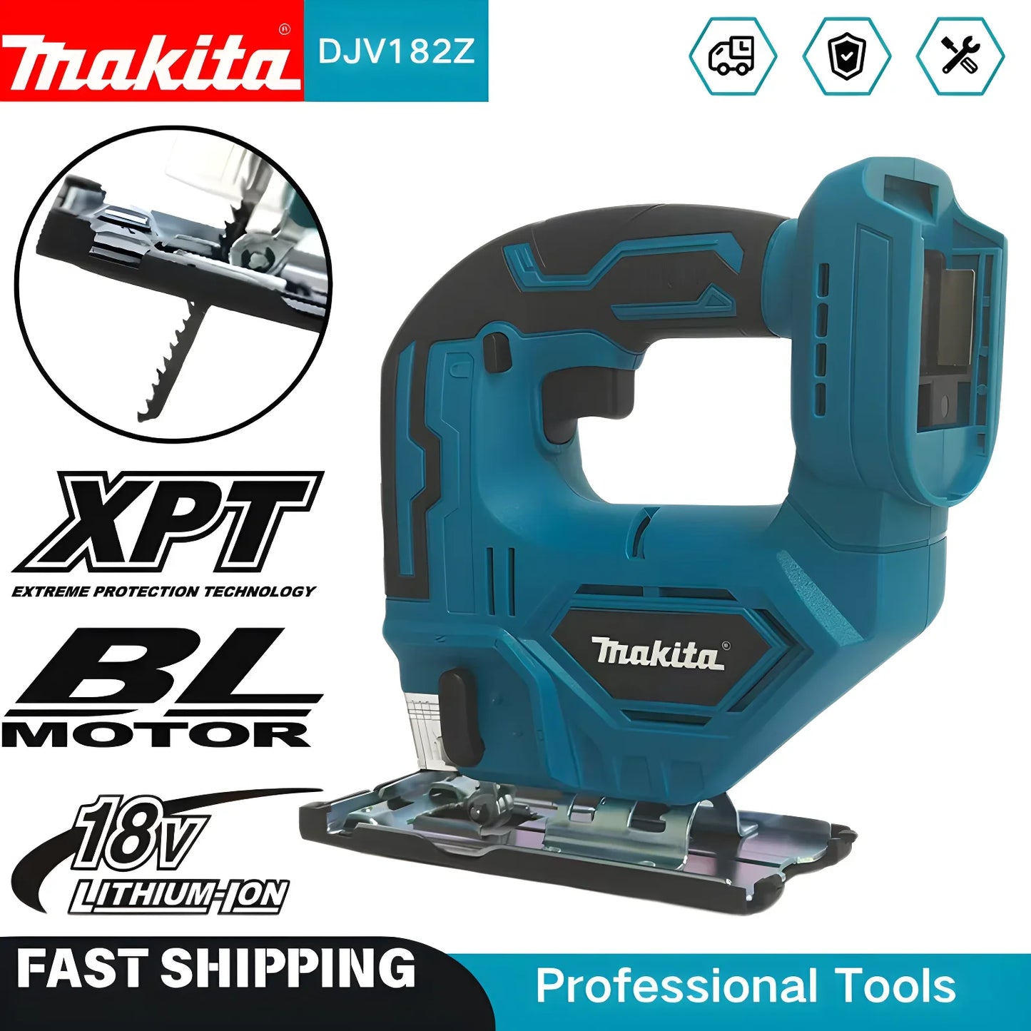 Makita DJV182Z 18V Cordless Barrel Handle Jigsaw Electric Saw with Saw Blade Tool - No Battery Or Charger Included