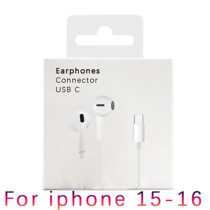 Wired Earphones Type c Earbuds for Apple Lightning Headphones with Line Iphone 5 6 8 7 Plus X XS MAX XR 10 11 12 13 14 Pro 15 16