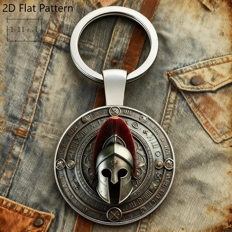 Noter New 8 Styles Unique 2D Flat Keychain Retro Anchor Knight Motorcycle Pattern Car Backpack Charm Pendant Decoration Key Ring