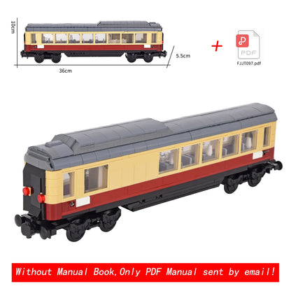 Vintage Dual Cab Train MOC Blocks, Detailed Retro Railway Locomotive, Educational DIY Toy for Train Fans, No Paper Manual