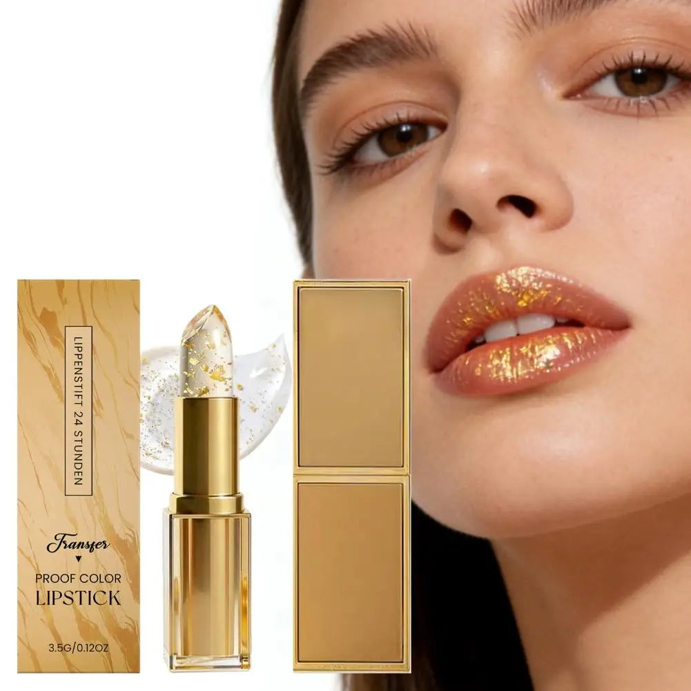 Gold Crystal PH Color Changing Lipstick Hyaluronic Acid Moisturizing Lip Balm Fade Lip Line Relieve Dryness Non Greasy Lip Gloss