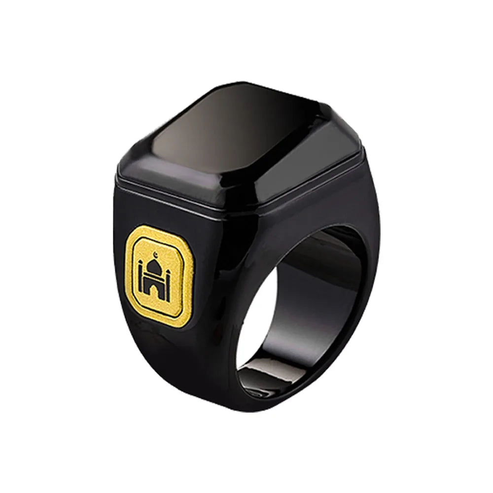 2026 Qibla Smart Zikr Ring Praise Tasbih Tally Electronic Digital Counter for Muslims 5Prayer Time Vibration Reminder Waterproof