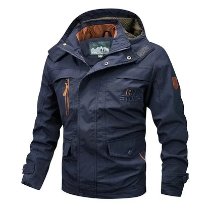2025 New Men's Sports Jacket Thin Outdoor Quick Dry Loose Multi-Pocket Outerwear Waterproof Windproof Casual Spring Autumn Coat