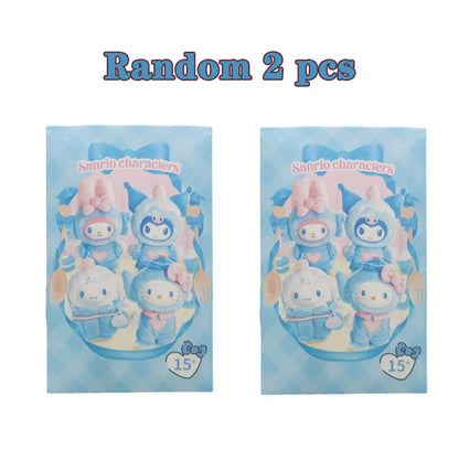 Sanrio Family Fox Island & Blue Flutter Series Vinyl Plush Blind Box Cute Cartoon Hello Kitty Kuromi Pendants Girl Bag Toy Gifts