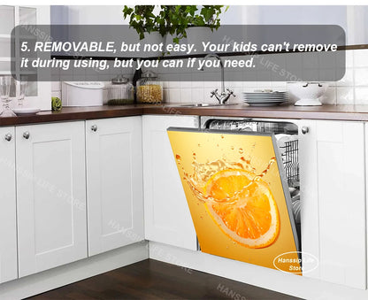 Water Splash Delicious Fruit Printed Dishwasher Sticker Wallpaper Kitchen Waterproof Dishwashing Cabinet Cover Decal Poster