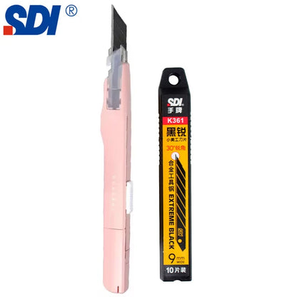 SDI 9mm Anti-Shaking Utility Knife 30-Degree Angle Sharp Black Steel Blades Box Cutter Auto Lock Professional Craft DIY Opener