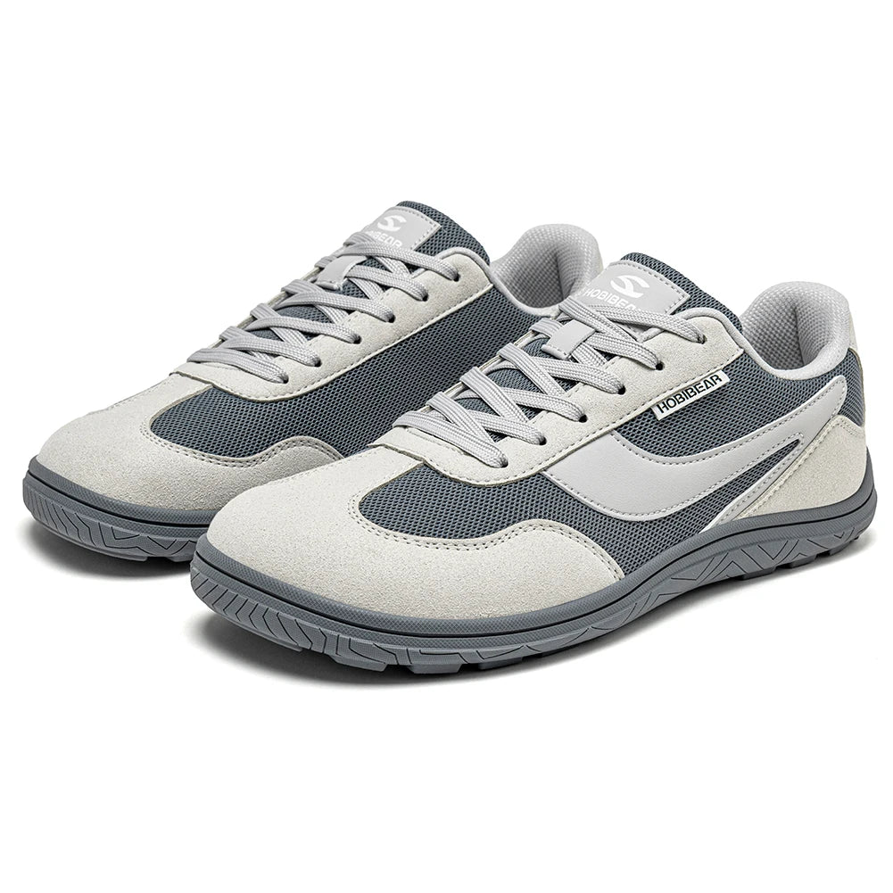HOBIBEAR Wide Barefoot Shoes Womens Mens Zero Drop Minimalist Sneakers Artificial Leather Mesh Retro Walking Shoes