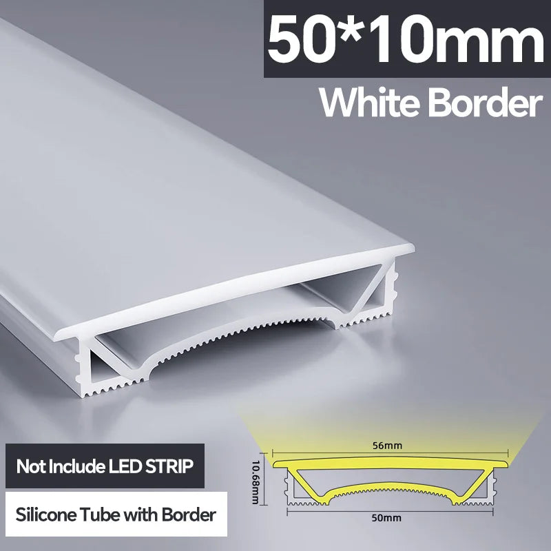 1M-10M LED Neon Rope Tube Soft Silicone Diffuser Channel Black/White Flexible Ribbon Strip Light for Recessed Channel