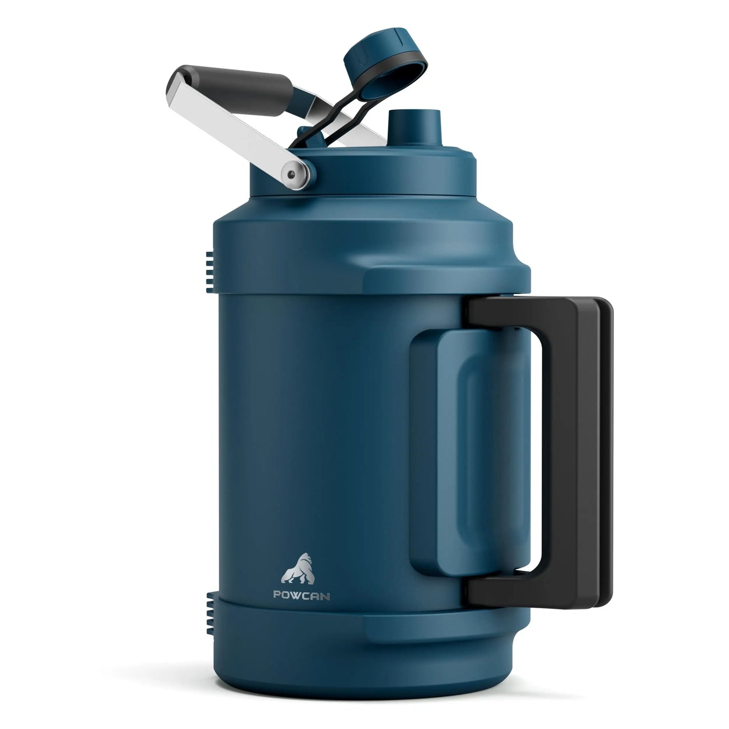 1 Gallon 128oz Midnight Stainless Steel Insulated Water Jug, 2-in-1 Straw Spout Lid with Dual Handle, Leakproof 48H Cold Retention for Gym Biking Travel Home Picnic