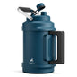 1 Gallon 128oz Midnight Stainless Steel Insulated Water Jug, 2-in-1 Straw Spout Lid with Dual Handle, Leakproof 48H Cold Retention for Gym Biking Travel Home Picnic