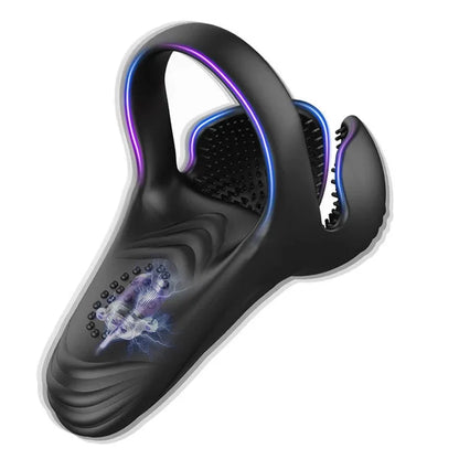 Vibrating Cock Ring Adjustable Heating Penis Ring Vibrator with Testicle & Perineum Stimulator APP Penis Vibrator Male Adult Toy