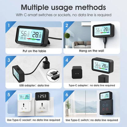 Zigbee Weather Station Digital Thermometer Room Tuya Smart Hygrometer Electronic Table Clock Temperature And Humidity Sensor