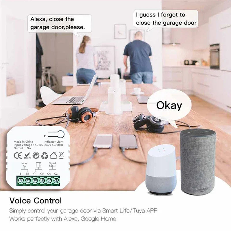Smart Life ZigBee Garage Door Sliding Gate Opener App Control with Tuya Voice Control with Alexa Google Home Requires Gateway