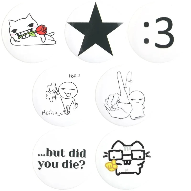 Funny Tinplate Pins Set Cats Dog Memes Dreamy Stars Collection Brooches Sweet Strawberry Musicial Note Badges Jewelry Gift