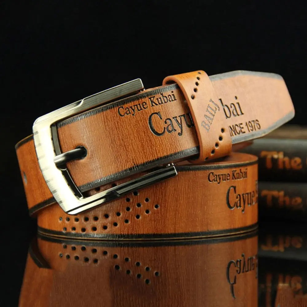 Durable Cowboy Leather Belt Casual Vintage Pin Buckle Waistband Pants Bands Men's Belt