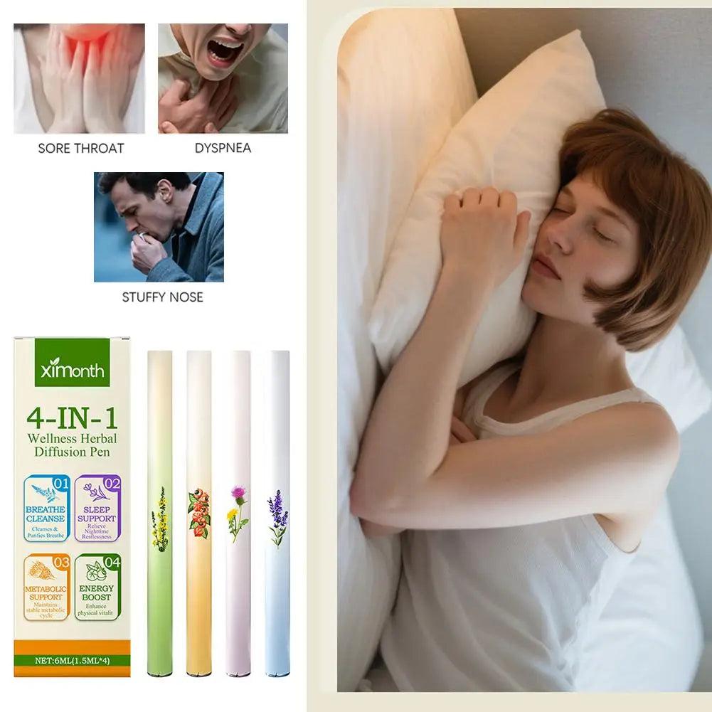 Natural Energy Boost Clear Breathing Herbal Diffuser Mullein Thyme Tea Enhances Energy Promotes Sleep Health Cleanses Lungs 4pcs