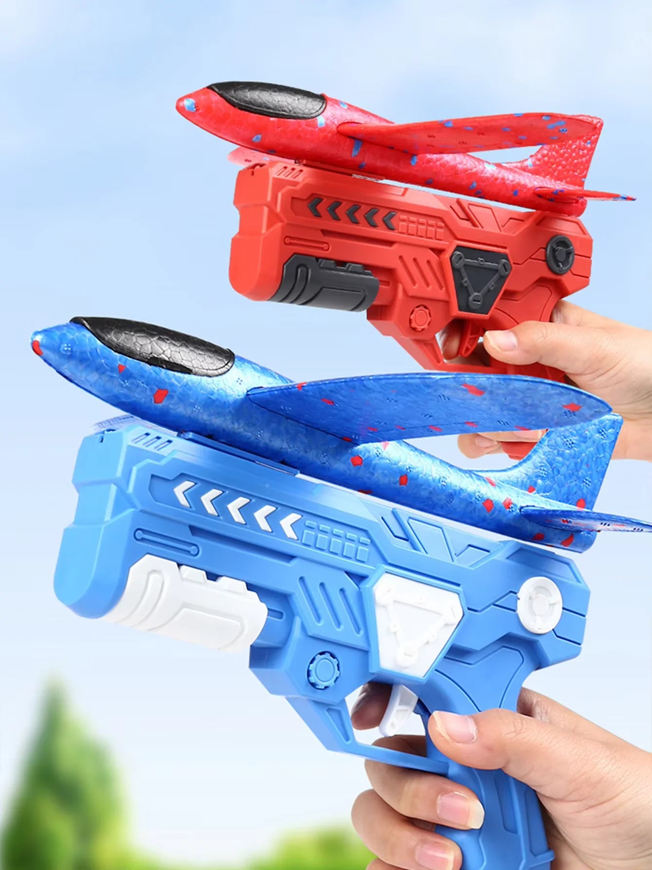 Children's Outdoor Ejection Aircraft Toys Foam Aircraft Oy Gun Parent-Child Outdoor Games Toys Children's Gifts Flying Toy