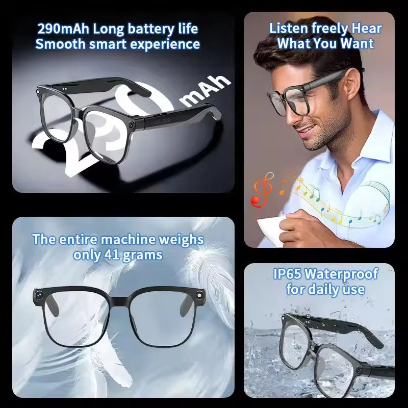 New HD 800W Camera Smart Glasses Men 100+Language Translation 1080P Shoot Video WIFI Transmission 3D Music Call Sunglass Glasses