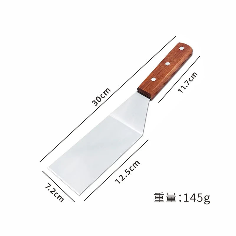 Stainless Steel Spatula and Grill Scraper Non Stick Durable Barbecue Cooking Tools Pizza Shovel Pancake Beef BBQ Utensils