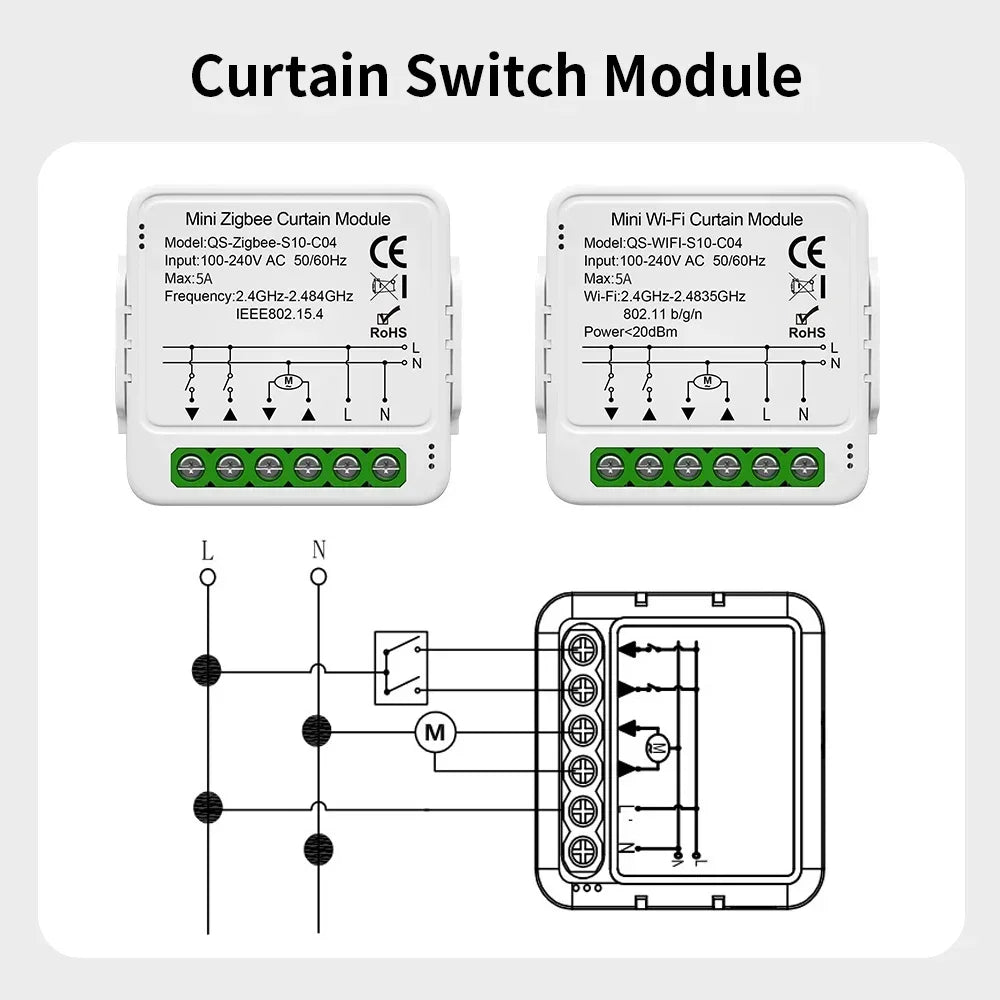 TNCE TUYA WIFI/Zigbee Switch Light Curtain Dimmer Smart DIY MINI Module, 2-way Control Breaker, Voice with Alexa Google Home