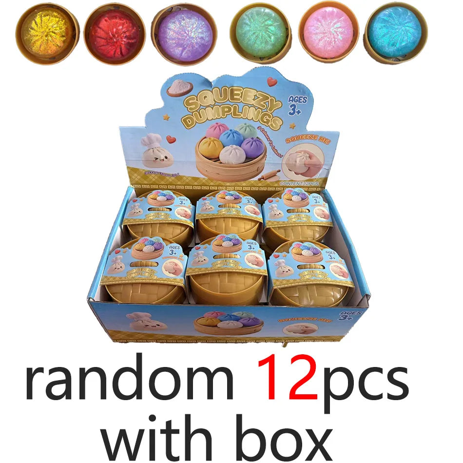 Glitter dumpling squishies Glitter Dumpling Squishy with Box Dumplings Sensory Dumpling Pressure Toy for Stress Relief
