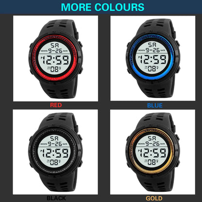 Men Sport Watch Multifunction Military Sports Watch Waterproof Luminous LED Digital Kids Watch Big Dial Student Electronic Watch