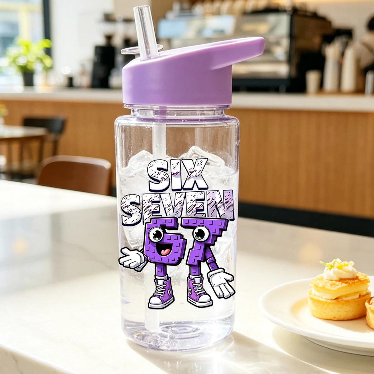 1 Piece 500ml (17 fl oz) 67 Printed Straw Cup, Summer Water Bottle, BPA Free, Portable Sports Outdoor Cup, Perfect Holiday Gift