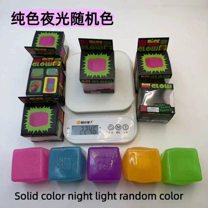 HOT Schylling Needoh Nice Cube Squishy Stress Toy Glow In The Dark Slow Rebound Sensory Glitter Pressure Relief For Adults gifts