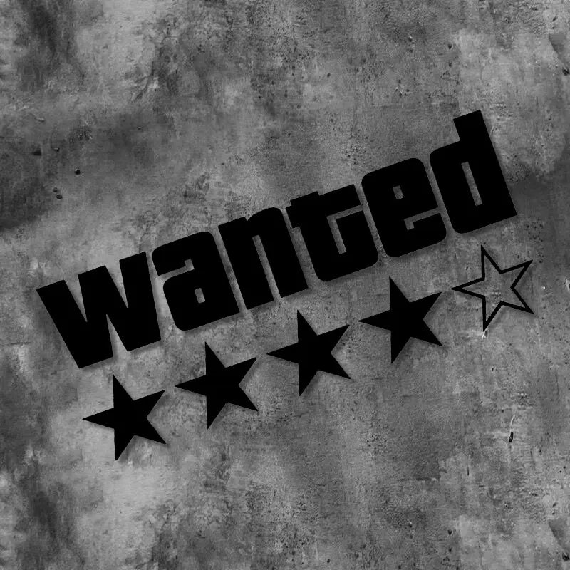 Wanted Star Vinyl Decal - Waterproof Motorcycle Car Scooter Sticker for Fuel Tank Side Panel DIY Decoration