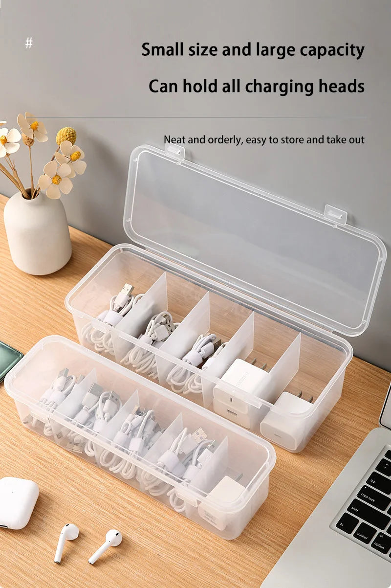 Transparent Data Cable Organizer Case Classification Dustproof Card Organizer Lid Clutter Collection Box for Office Home New