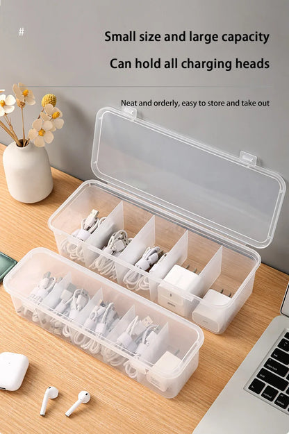 Transparent Data Cable Organizer Case Classification Dustproof Card Organizer Lid Clutter Collection Box for Office Home New