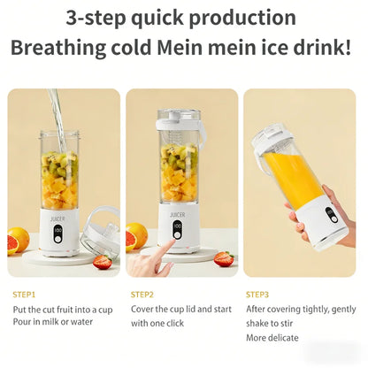 Portable 600ML Juicer Cup 12 Blades for Shakes Smoothies Rechargeable USB Traveling Fruit Juicer Double Cup Fruit Blender